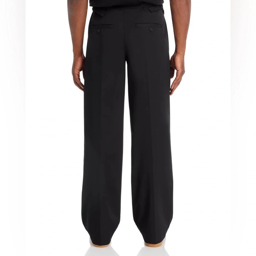 SIMKHAI Leroy Relaxed Straight Fit Pleated Pants Size 34 Black